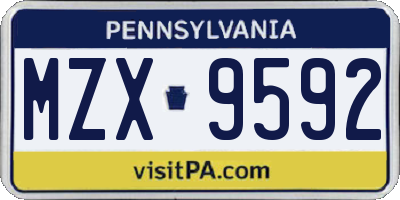 PA license plate MZX9592