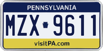 PA license plate MZX9611