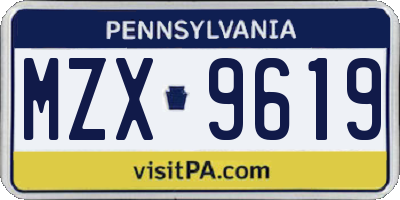 PA license plate MZX9619