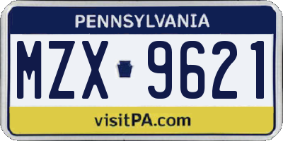 PA license plate MZX9621