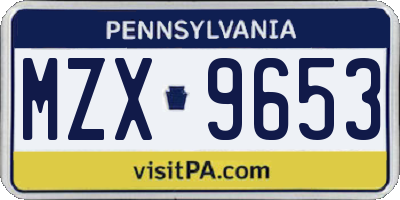 PA license plate MZX9653