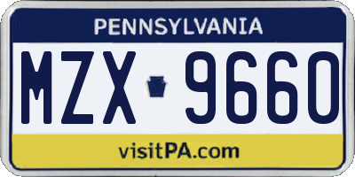PA license plate MZX9660