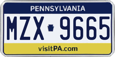 PA license plate MZX9665