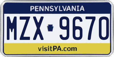 PA license plate MZX9670