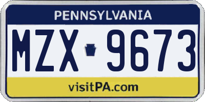 PA license plate MZX9673