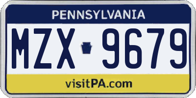 PA license plate MZX9679