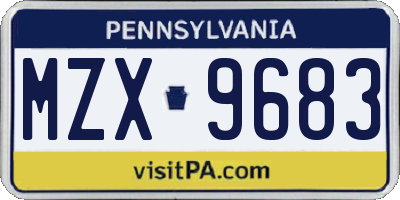 PA license plate MZX9683