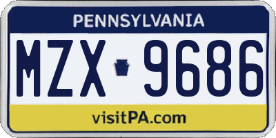 PA license plate MZX9686