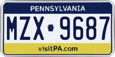 PA license plate MZX9687