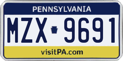 PA license plate MZX9691