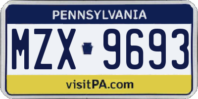 PA license plate MZX9693