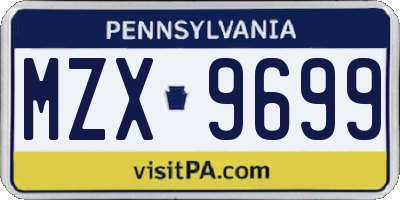 PA license plate MZX9699