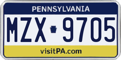 PA license plate MZX9705