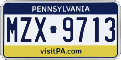 PA license plate MZX9713