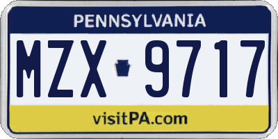PA license plate MZX9717