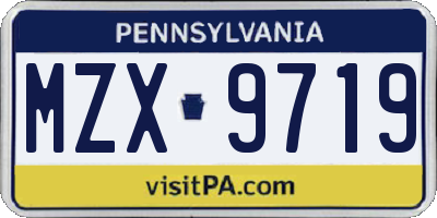 PA license plate MZX9719