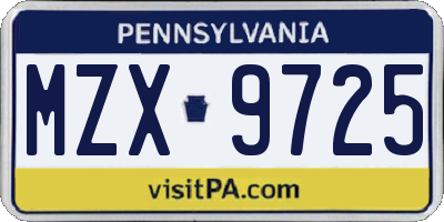 PA license plate MZX9725