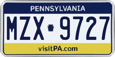 PA license plate MZX9727