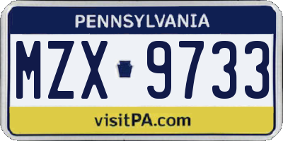 PA license plate MZX9733