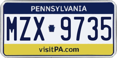 PA license plate MZX9735