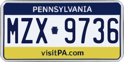 PA license plate MZX9736