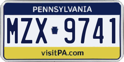 PA license plate MZX9741