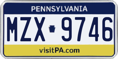 PA license plate MZX9746