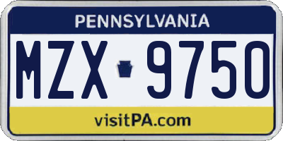 PA license plate MZX9750