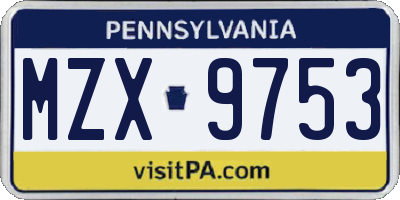 PA license plate MZX9753