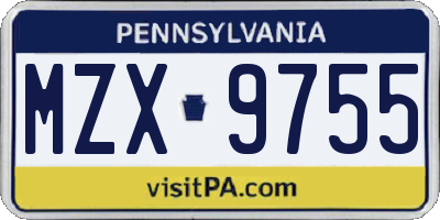 PA license plate MZX9755