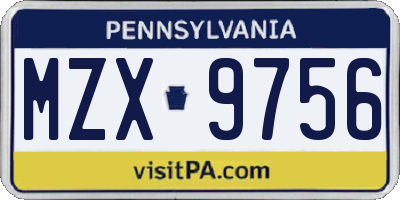 PA license plate MZX9756