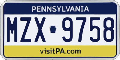 PA license plate MZX9758