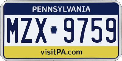 PA license plate MZX9759
