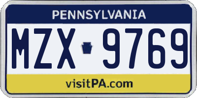 PA license plate MZX9769
