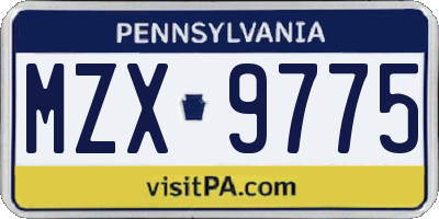 PA license plate MZX9775