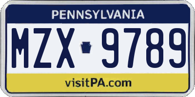 PA license plate MZX9789