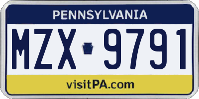 PA license plate MZX9791