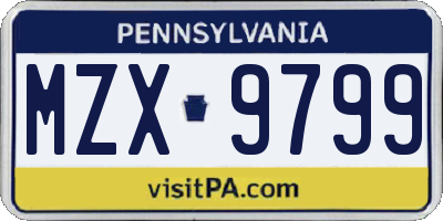PA license plate MZX9799