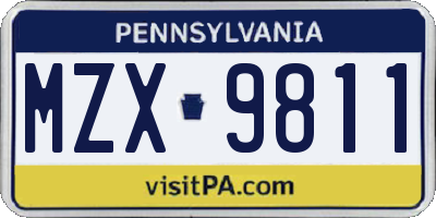 PA license plate MZX9811