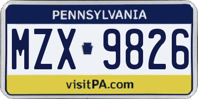 PA license plate MZX9826