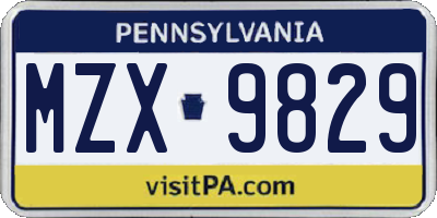 PA license plate MZX9829