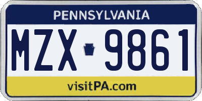 PA license plate MZX9861