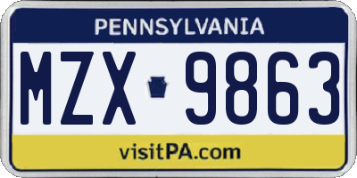 PA license plate MZX9863