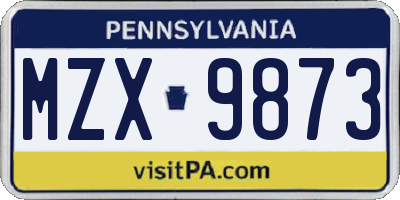 PA license plate MZX9873