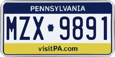 PA license plate MZX9891