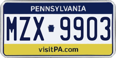 PA license plate MZX9903