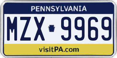PA license plate MZX9969