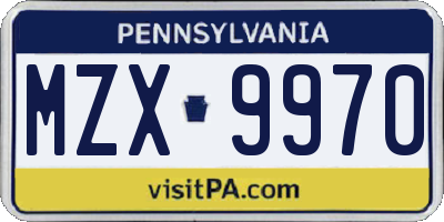 PA license plate MZX9970