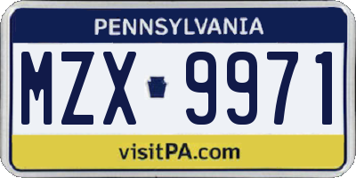PA license plate MZX9971