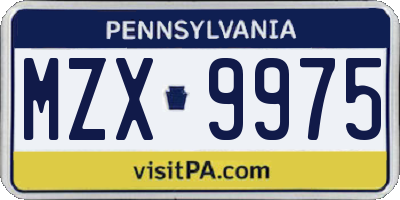 PA license plate MZX9975